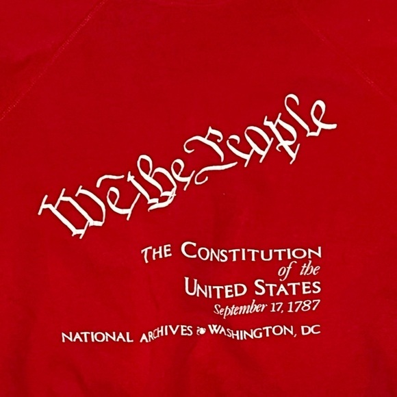Vintage 80s The Constitution We the People Red 1980s USA Crewneck Sweatshirt - Picture 2 of 5